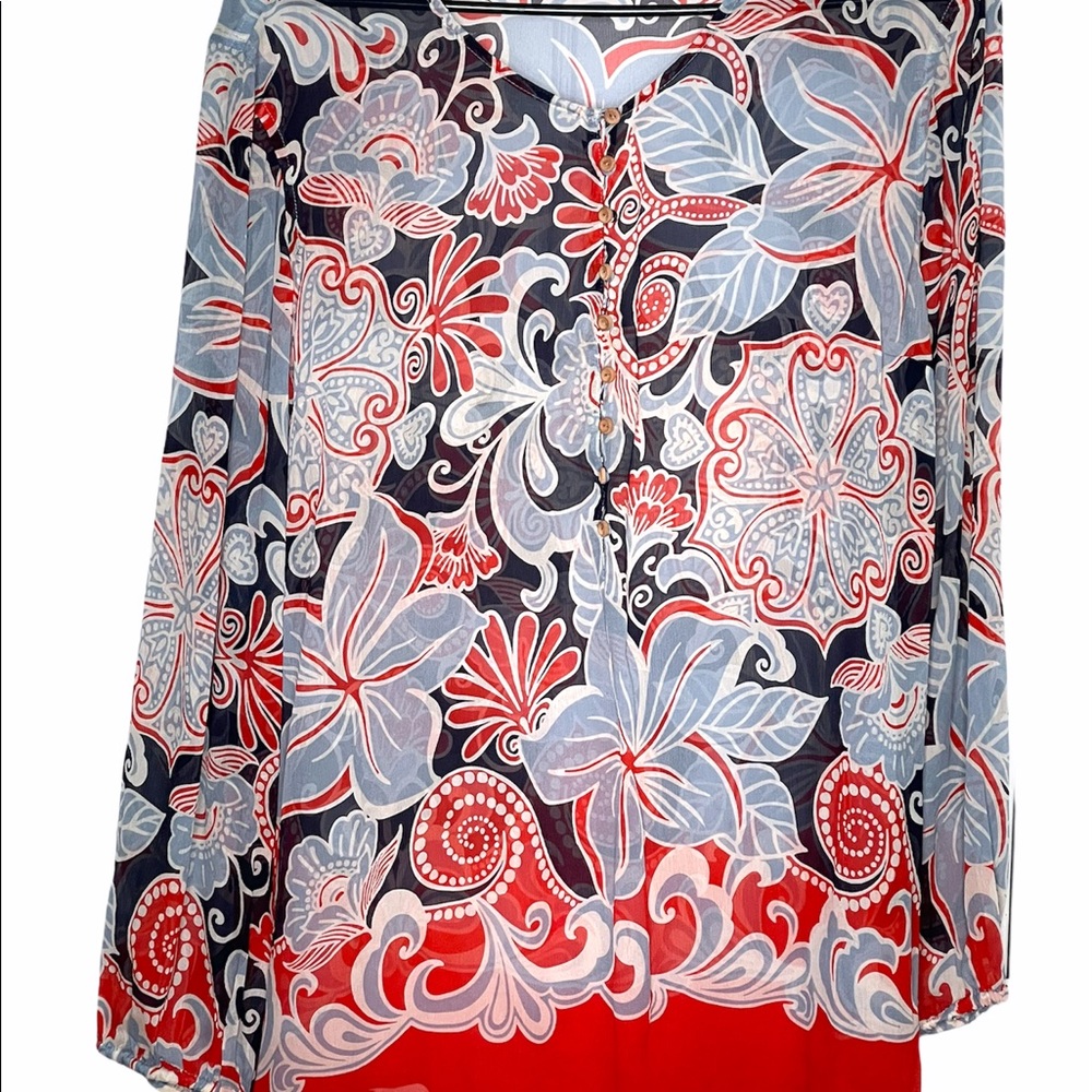 Tommy Bahama Silk Sheer Floral Blouse